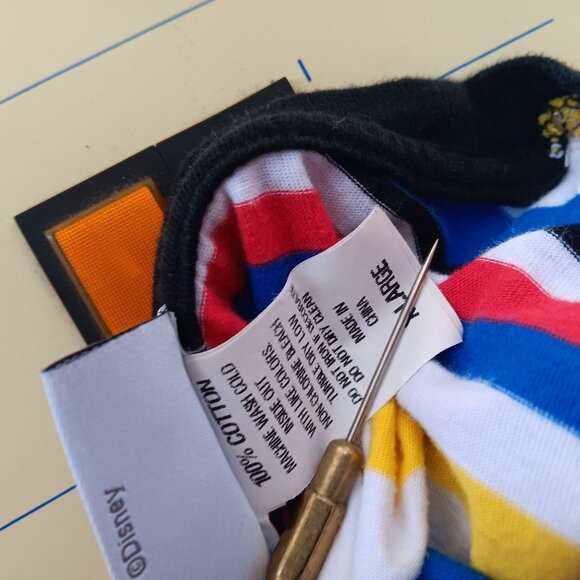 XL Y2K Vintage Walt Disney World Mickey Mouse Striped T-Shirt Ringer - Picture 6 of 6